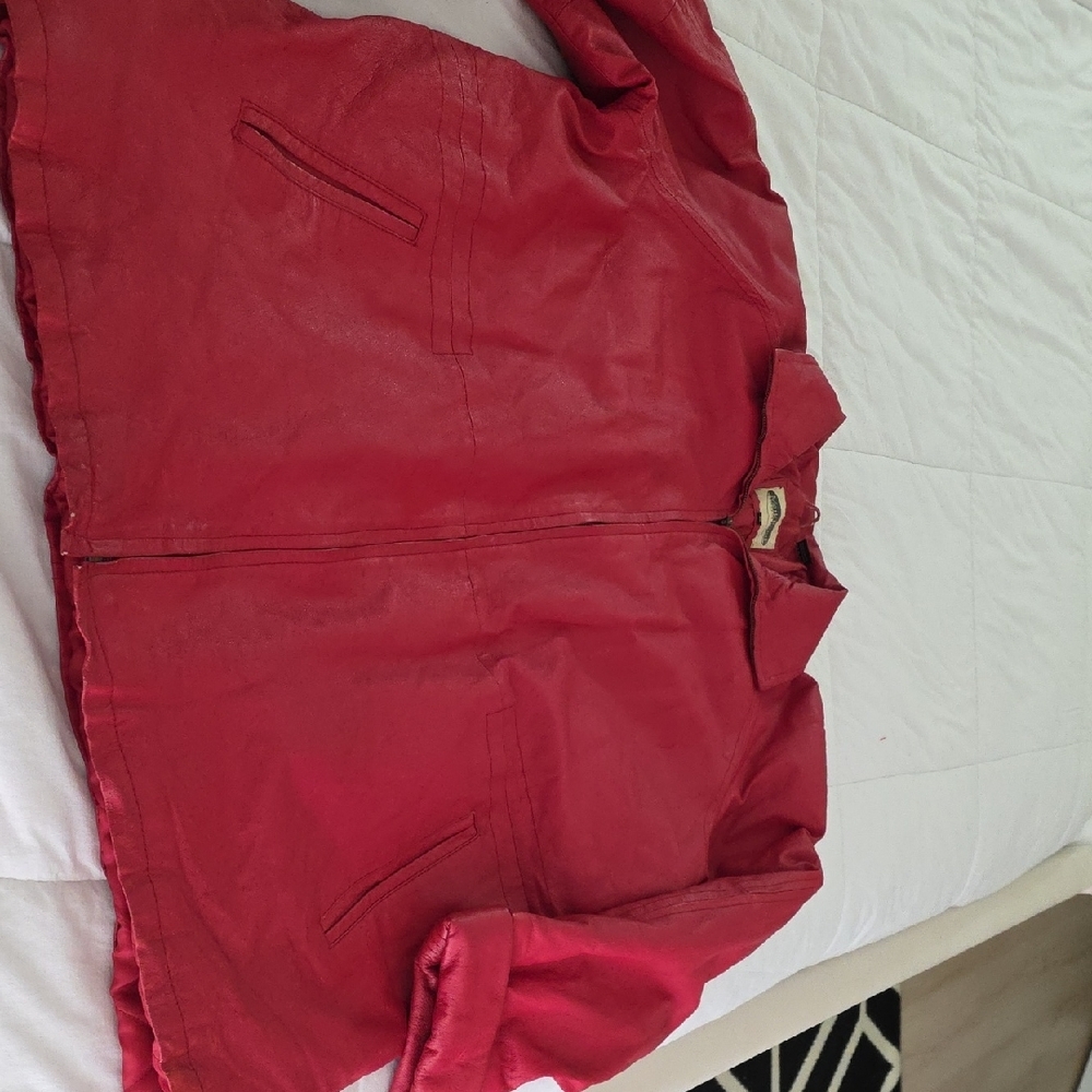 Red Leather Jacket 3x Vintage